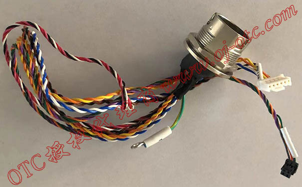 OTC DAIHEN L23700P00 connector – angled view OTC DAIHEN L23700P00 teach pendant connector angled view showing cable assembly