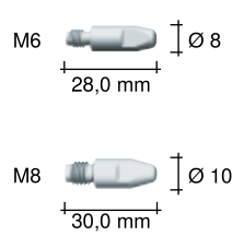 Binzel ABIROB® A360 silver-plated contact tips