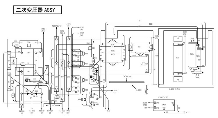 OTC Daihen AVP360 Secondary Transformer ASSY Exploded View Diagram