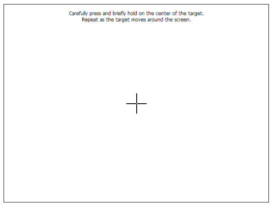 OTC Daihen Robot Teach Pendant Five-Point Calibration Interface, Crosshair in the Center of the Screen