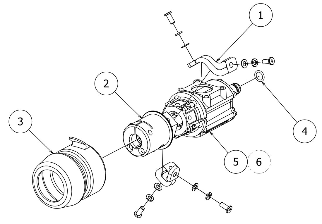 Exploded view of OTC welding robot collision sensor SSV