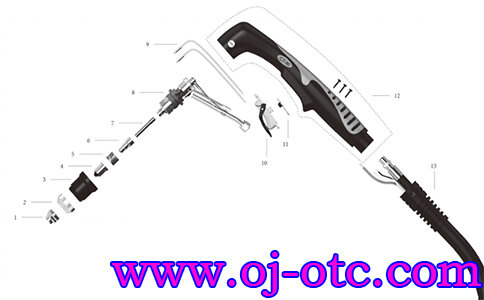 OTC CT-75/CT-80 Torch Head Exploded View