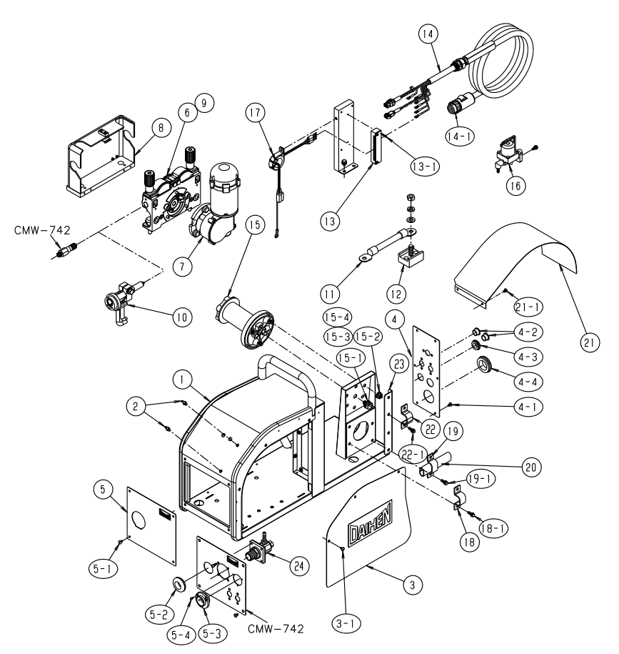 OTC Daihen CM7402 / CMW-742-C Main Body and Wiring Exploded View Diagram