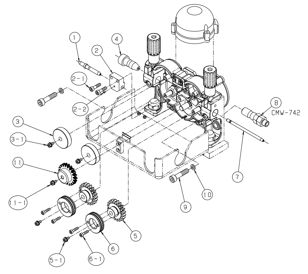 OTC Daihen CM7402 / CMW-742-C Wire Feeder Assembly Exploded View Diagram