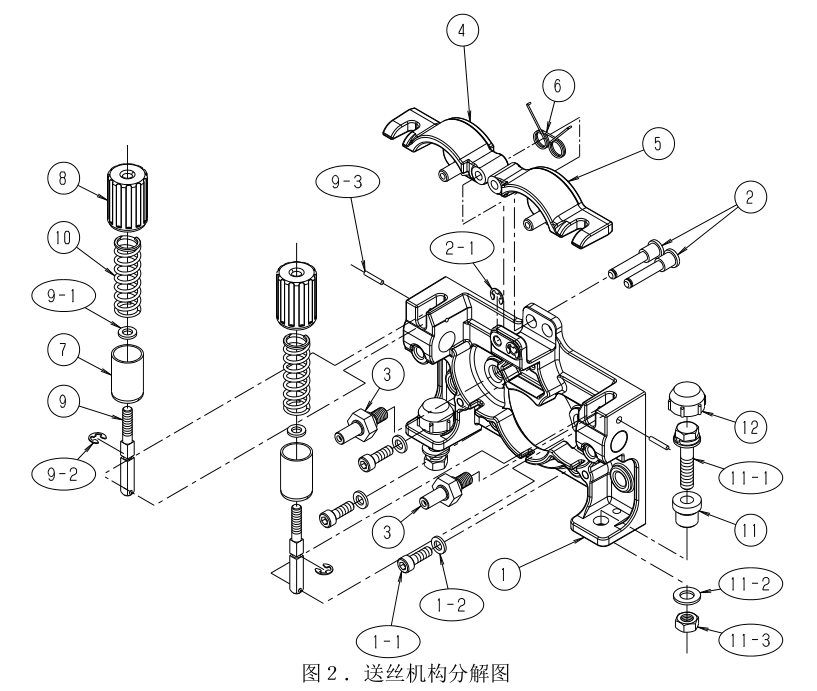 OTC Daihen CM7402 / CMW-742-C Wire Feeder Mechanism Exploded View Diagram