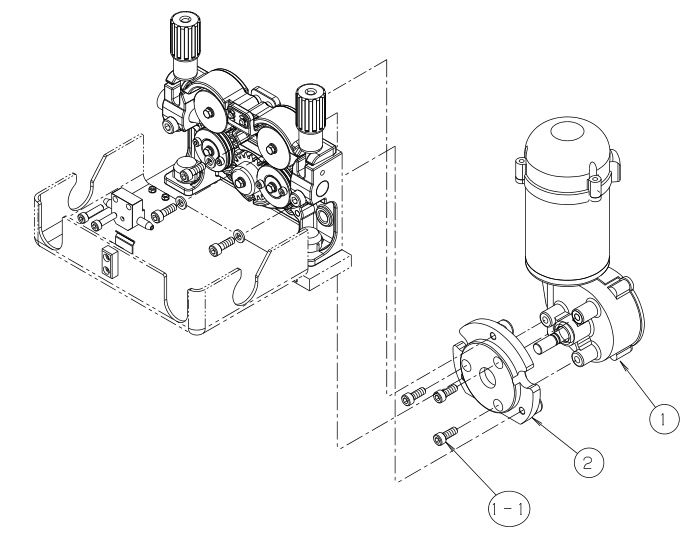 OTC Daihen CM7402 / CMW-742-C Wire Feeder Motor Exploded View Diagram